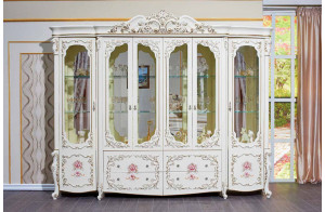 Шкаф-витрина 6-х дверный Венеция Классик (крем)