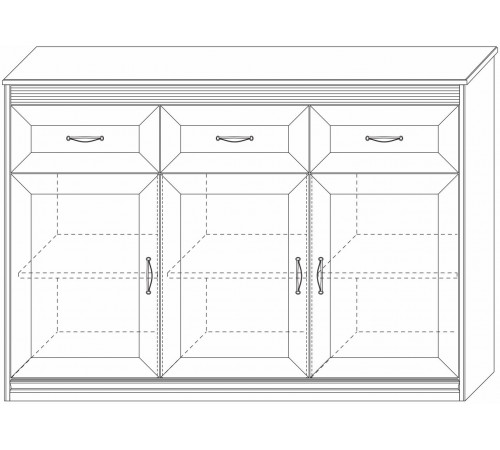 Большой комод Неаполь Ясень анкор светлый (патина "серебро")