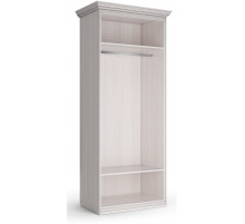 Шкаф 2-х дверный зеркальный Неаполь Ясень анкор светлый (патина "серебро")