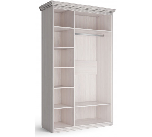 Шкаф 3-х дверный с глухой и зеркальной дверью Неаполь Ясень анкор светлый (патина "серебро")