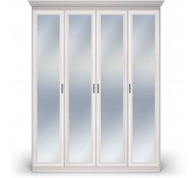 Шкаф 4-х дверный зеркальный Неаполь Ясень анкор светлый (патина "серебро")