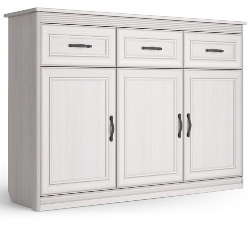 Большой комод Неаполь Ясень анкор светлый (патина "серебро")