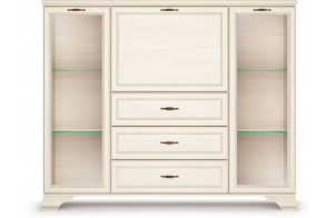 Шкаф низкий 2 стеклодвери "тумба-витрина" Сиена (Бодега Белый)