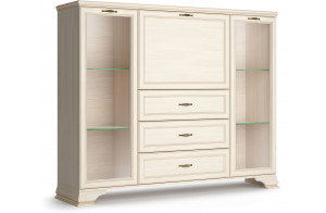 Шкаф низкий 2 стеклодвери "тумба-витрина" Сиена (Бодега Белый)