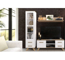 Шкаф-витрина 450 Вега Скандинавия (глянец, белый + дуб каньон)