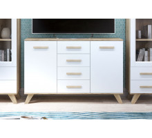 Большой комод  Вега Скандинавия "Комодино" (глянец, белый + дуб каньон)