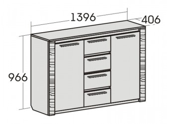 Широкий комод 1400 Элана 