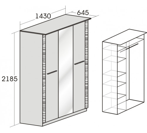 Трехстворчатый шкаф гардероб для спальни Элана, цвет Бодега белая