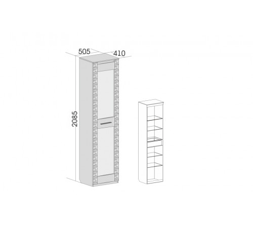 Одностворчатая витрина с ящиком для гостиной Элана, цвет Бодега белая
