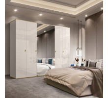 Шестистворчатый шкаф для одежды с зеркалом Rimini РМШ1/6 (слоновая кость)