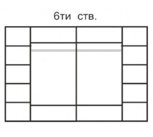 Шестистворчатый шкаф для одежды с зеркалом Rimini Solo РМШ1/6 (s) (черный)