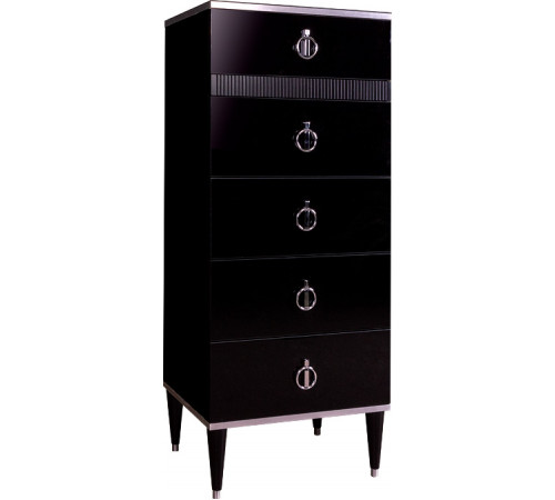 Комод узкий для белья с планкой Rimini Solo РМКМ-2 (s) (черный)