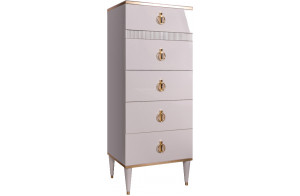 Комод узкий для белья с планкой Rimini Solo РМКМ-2 (s) (слоновая кость)