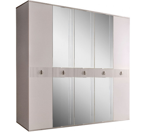 Пятистворчатый шкаф для одежды с зеркалом Rimini Solo РМШ1/5 (s) (слоновая кость)