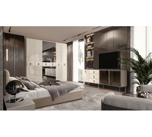 Шестистворчатый шкаф для одежды с ящиками и зеркалами Богемия Фарфале (Bogemia Farfalle) БМШ1/61 (Fа)