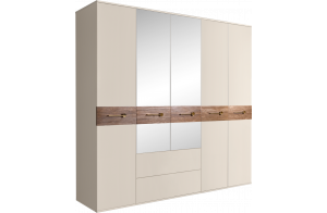 Пятистворчатый шкаф для одежды с зеркалами и ящиками Богемия Вуд (Bogemia Wood) БМШ1/51 (Wo)